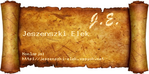 Jeszenszki Elek névjegykártya